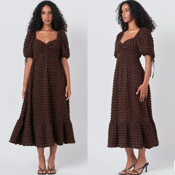Endless Rose BUBBLE PUFF SLEEVE MAXI DRESS - Picture 1 of 15